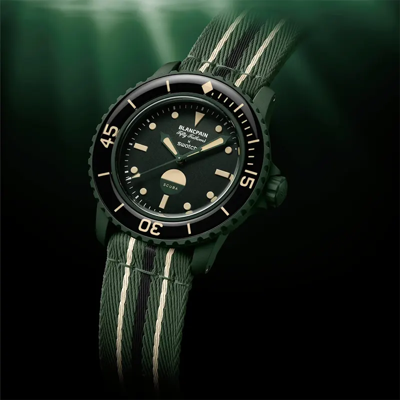 Blancpain x Swatch Fifty Fathoms “Green Abyss Sistem51” Men’s Watch- S035G100
